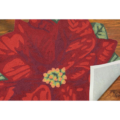 Liora Manne Front Porch Indoor and Outdoor Area Rug, Poinsettia, 3 Feet Round