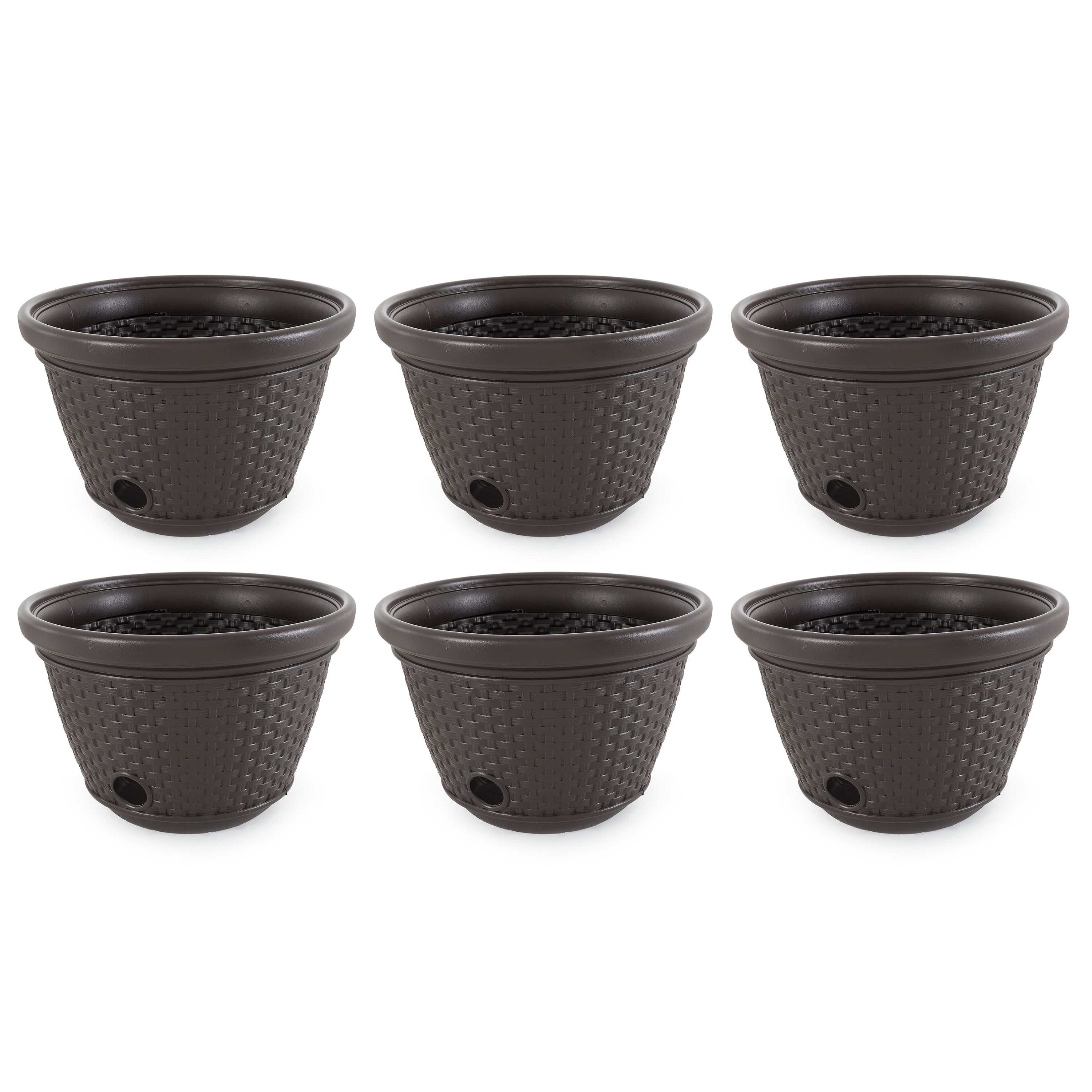 Suncast 100 Foot Resin Wicker Garden Water Hose Storage Holder Pot (6 Pack) - VMInnovations