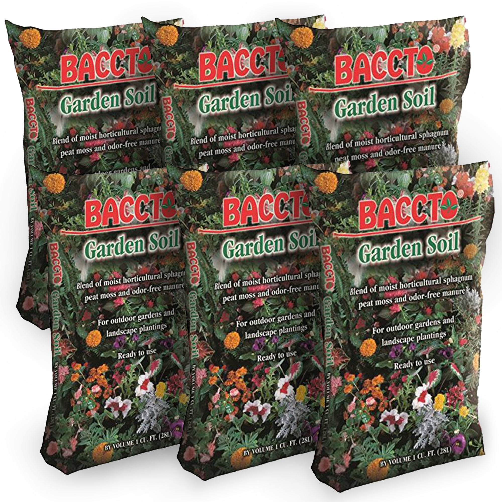Michigan Peat Company BACCTO Garden Soil for Plants & Veggies, 1 Cu Ft, 6 Pack - VMInnovations