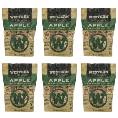 Western BBQ 180 Cu In Premium Apple Wood BBQ Grill/Smoker Cooking Chips (6 Pack)