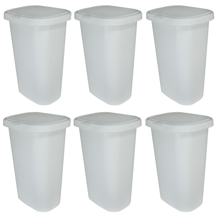 Rubbermaid 13 Gallon Rectangular Spring-Top Lid Wastebasket Trash Can (6 Pack) - VMInnovations