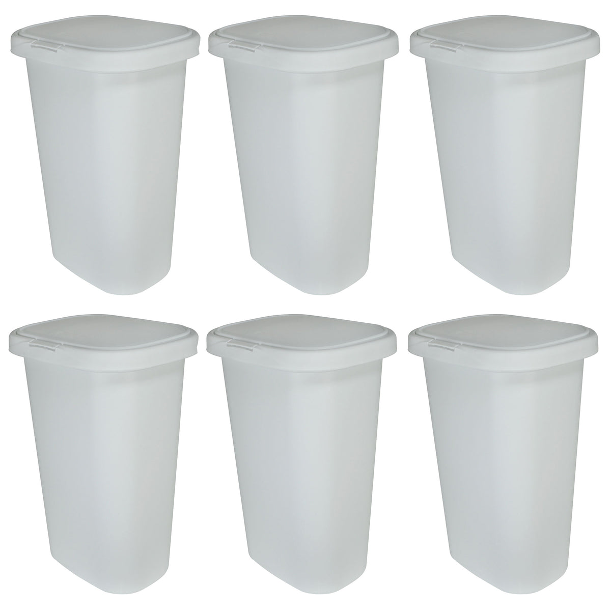 Rubbermaid 13 Gallon Rectangular Spring-Top Lid Wastebasket Trash Can (6 Pack) - VMInnovations