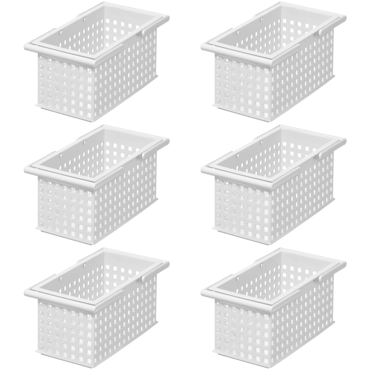 Like-It Plastic Stacking Storage Organizer Basket Tote, White (6 Pack)