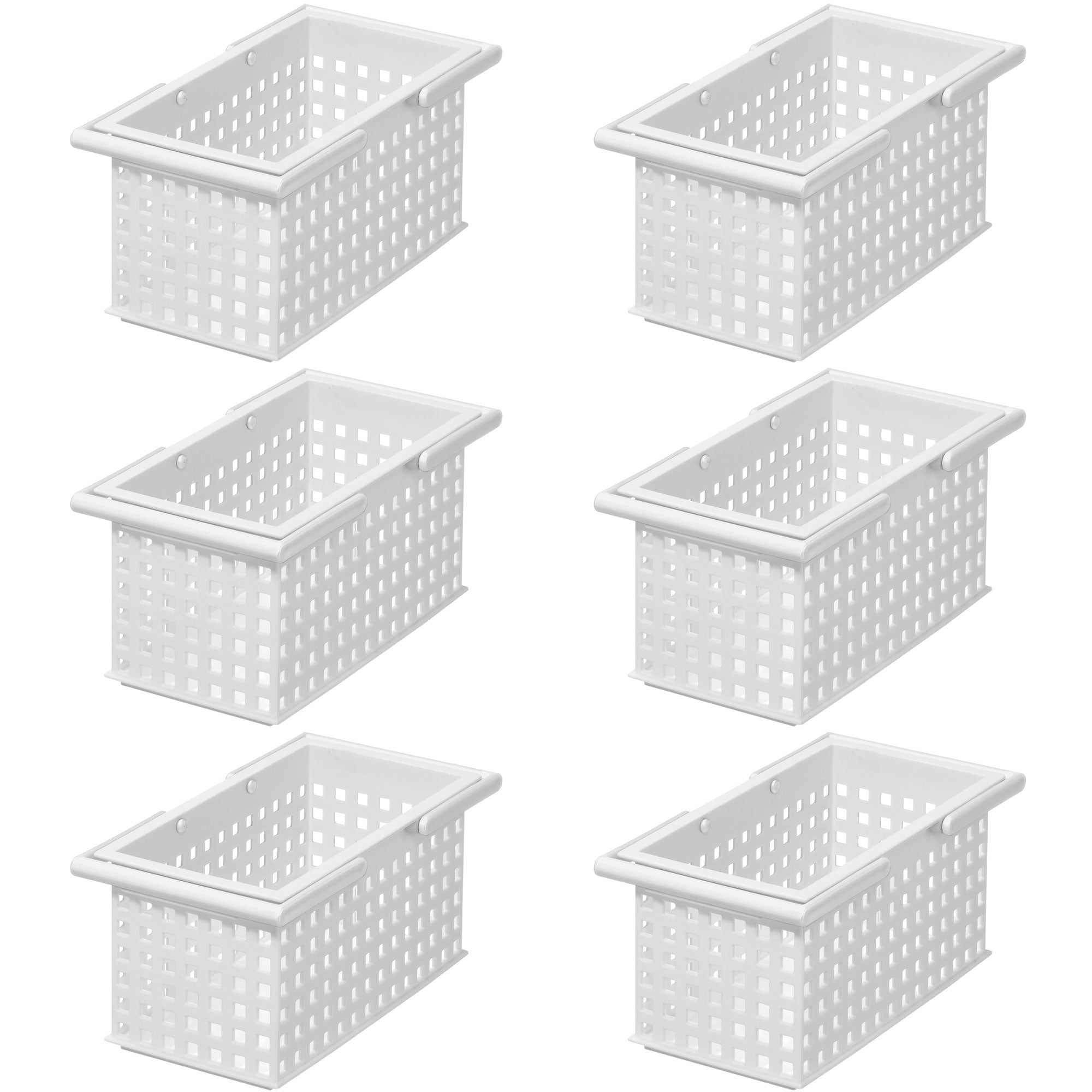 Like-It Plastic Stacking Storage Organizer Basket Tote, White (6 Pack)
