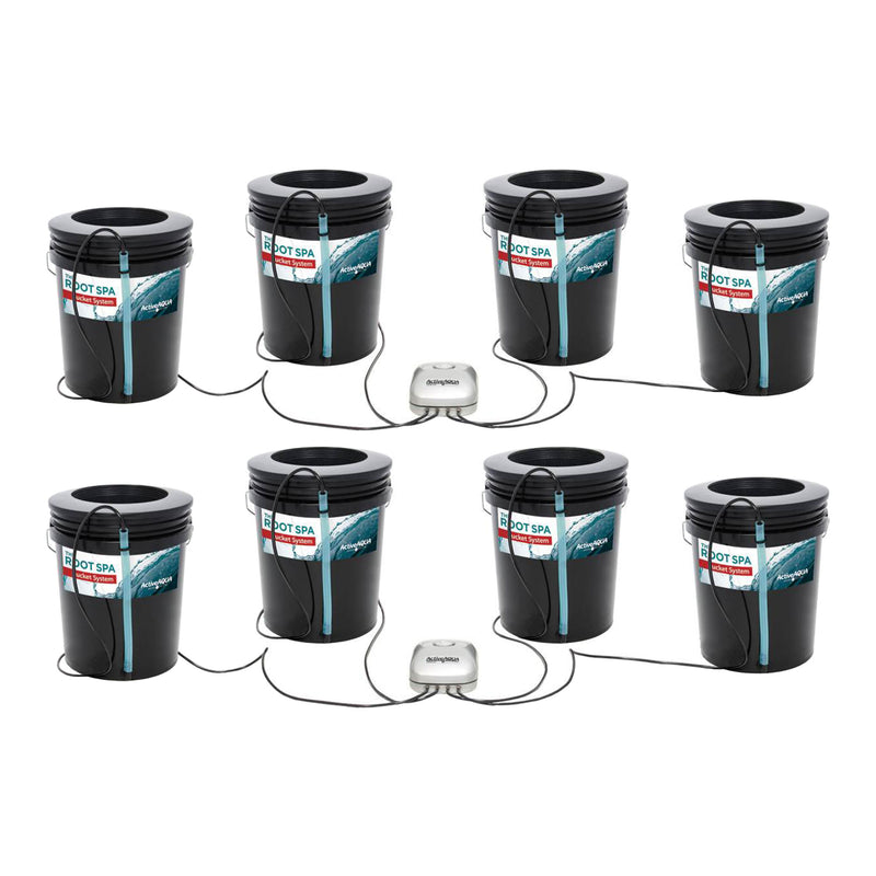 Active Aqua Root Spa 4 Bucket Deep Water 5 Gallon Culture System, Black (2 Pack)