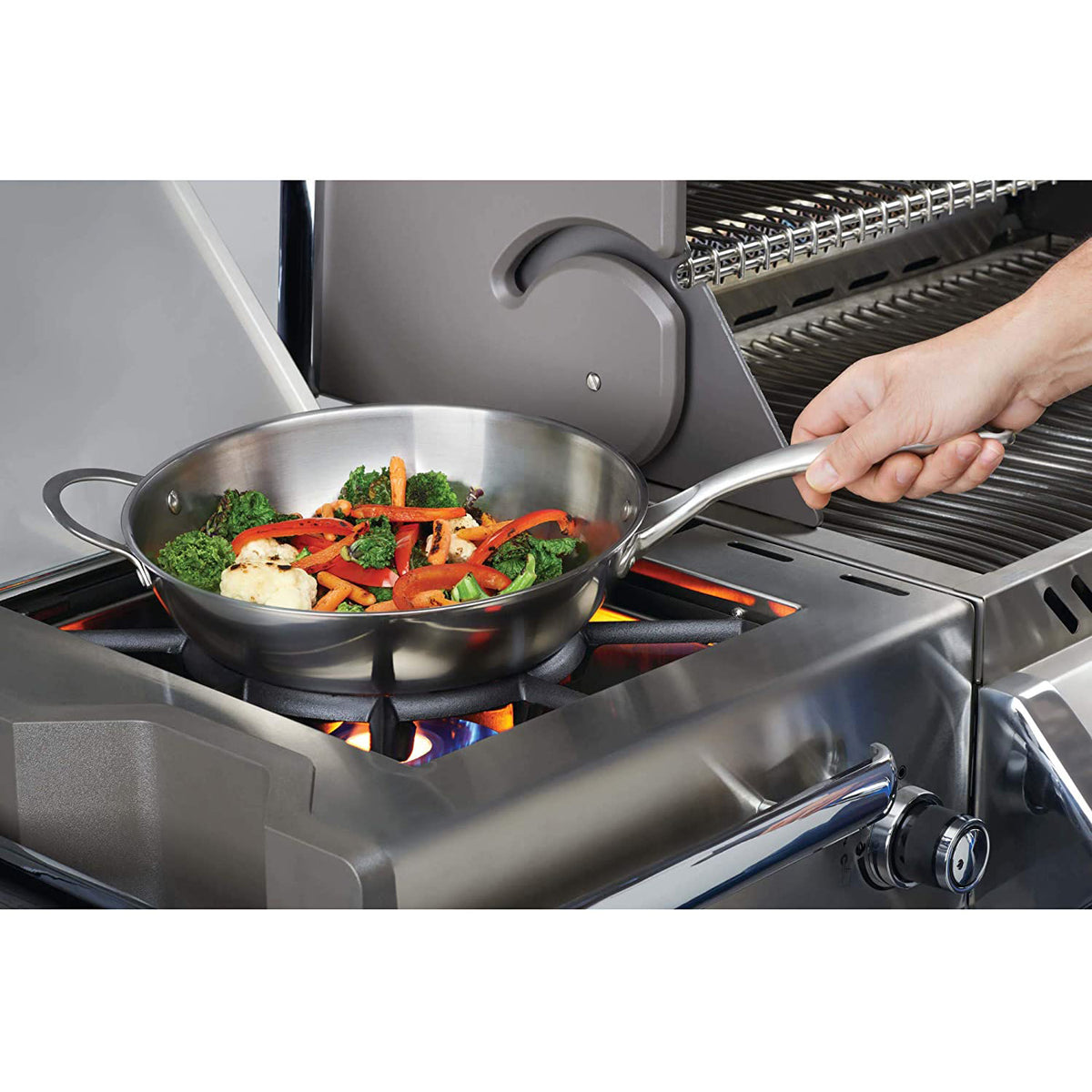 Napoleon 12" Stainless Steel Grill & Stove Stir Fry Wok Pan, Silver (Open Box)