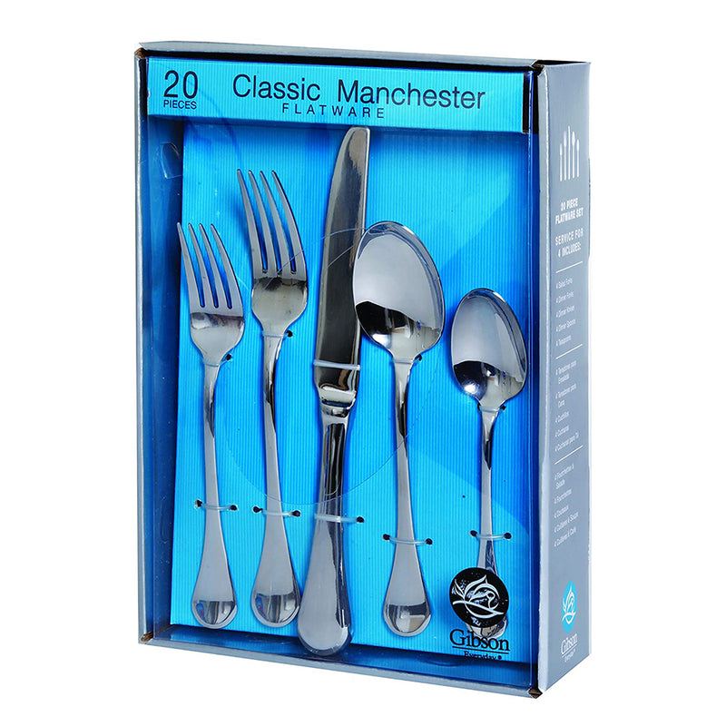 Gibson Home Classic Stainless Steel Flatware Silverware Set, 20 Piece (Open Box)