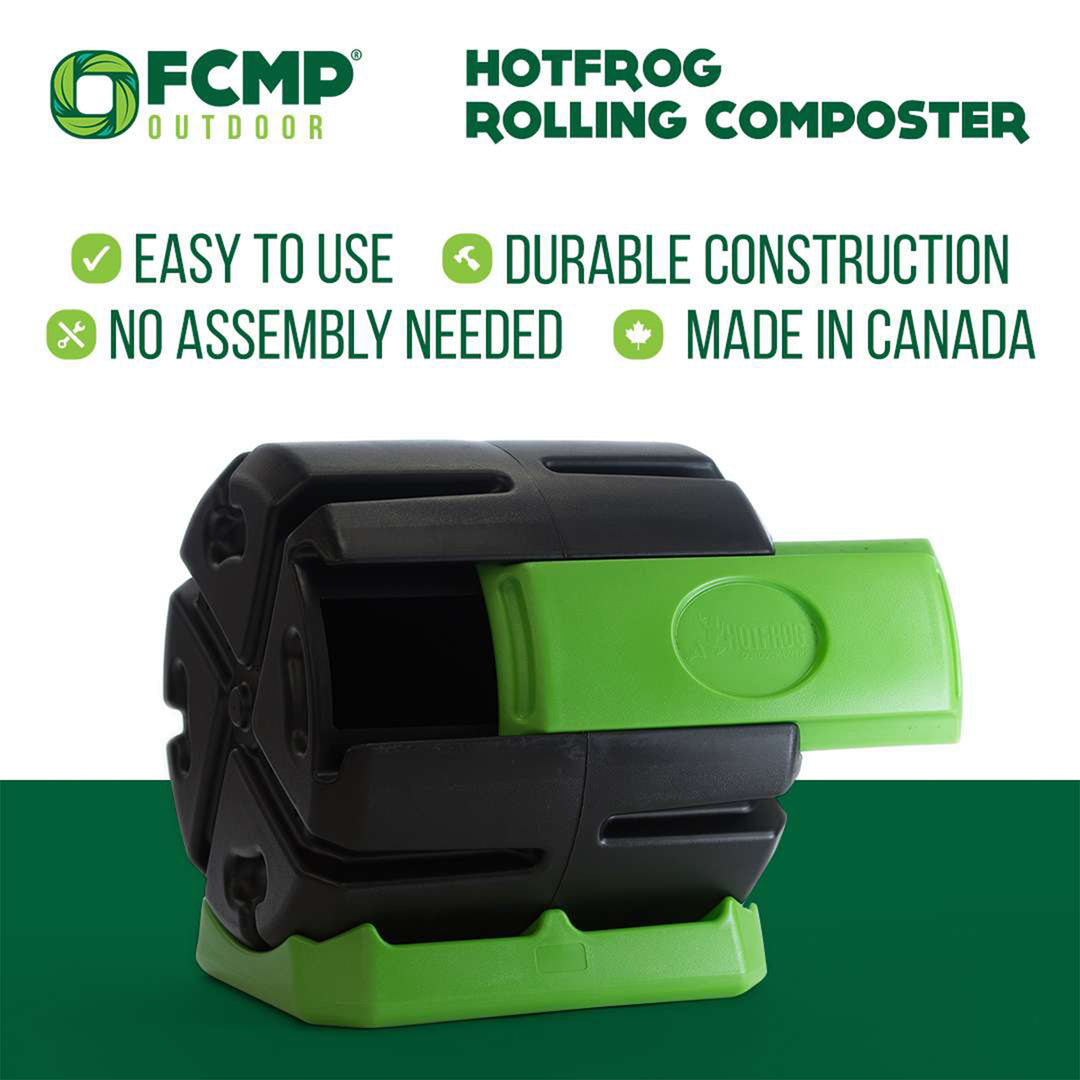 FCMP Outdoor HOTFROG 37 Gallon Chamber Quick Curing Rolling Compost Tumbler Bin - VMInnovations