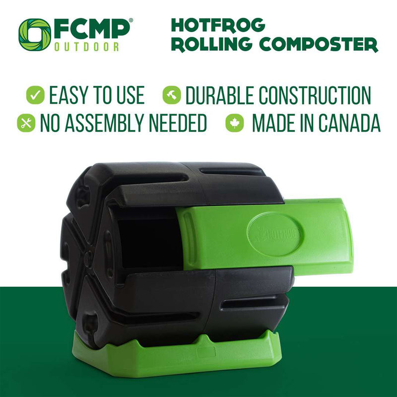 FCMP Outdoor HOTFROG 37 Gallon Chamber Quick Curing Rolling Compost Tumbler Bin