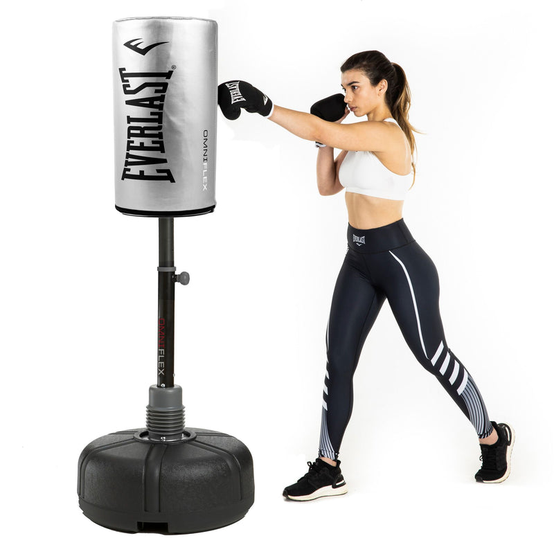 Everlast OmniFlex Punching Bag, Silver w/ Pro Style Boxing Gloves, 12 Oz, Pink