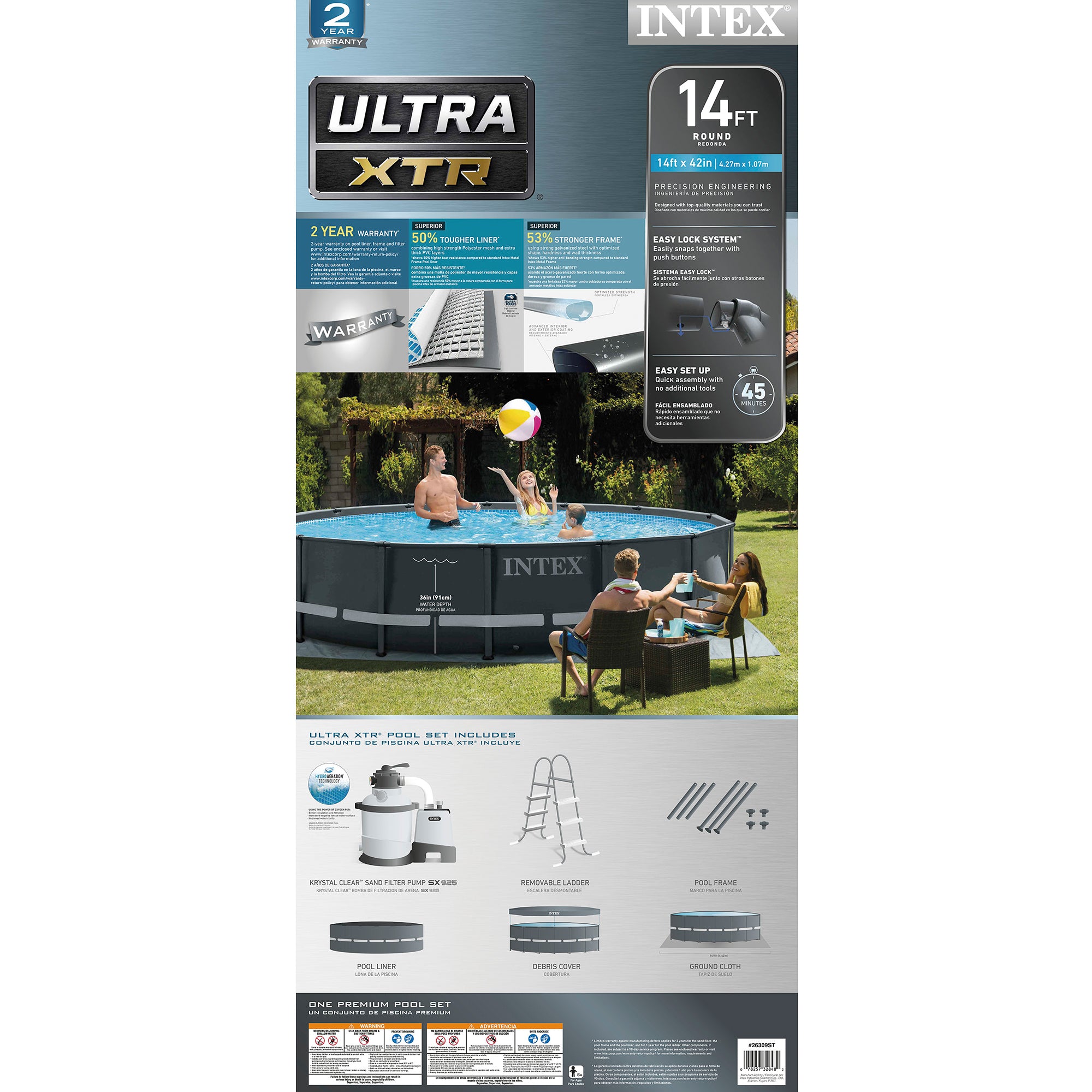 Intex Ultra XTR Frame 14'x42" Above Ground Pool and OptiFlow Premium Filter Sand