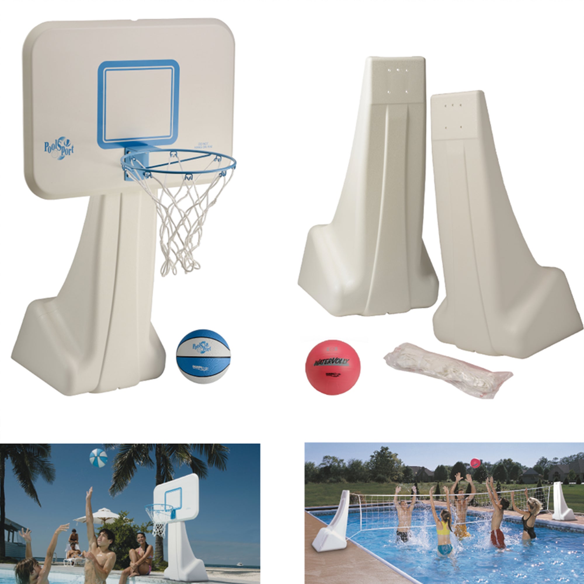 Dunn-Rite PoolSport Combination Volleyball and Basketball Set Stainless Combo