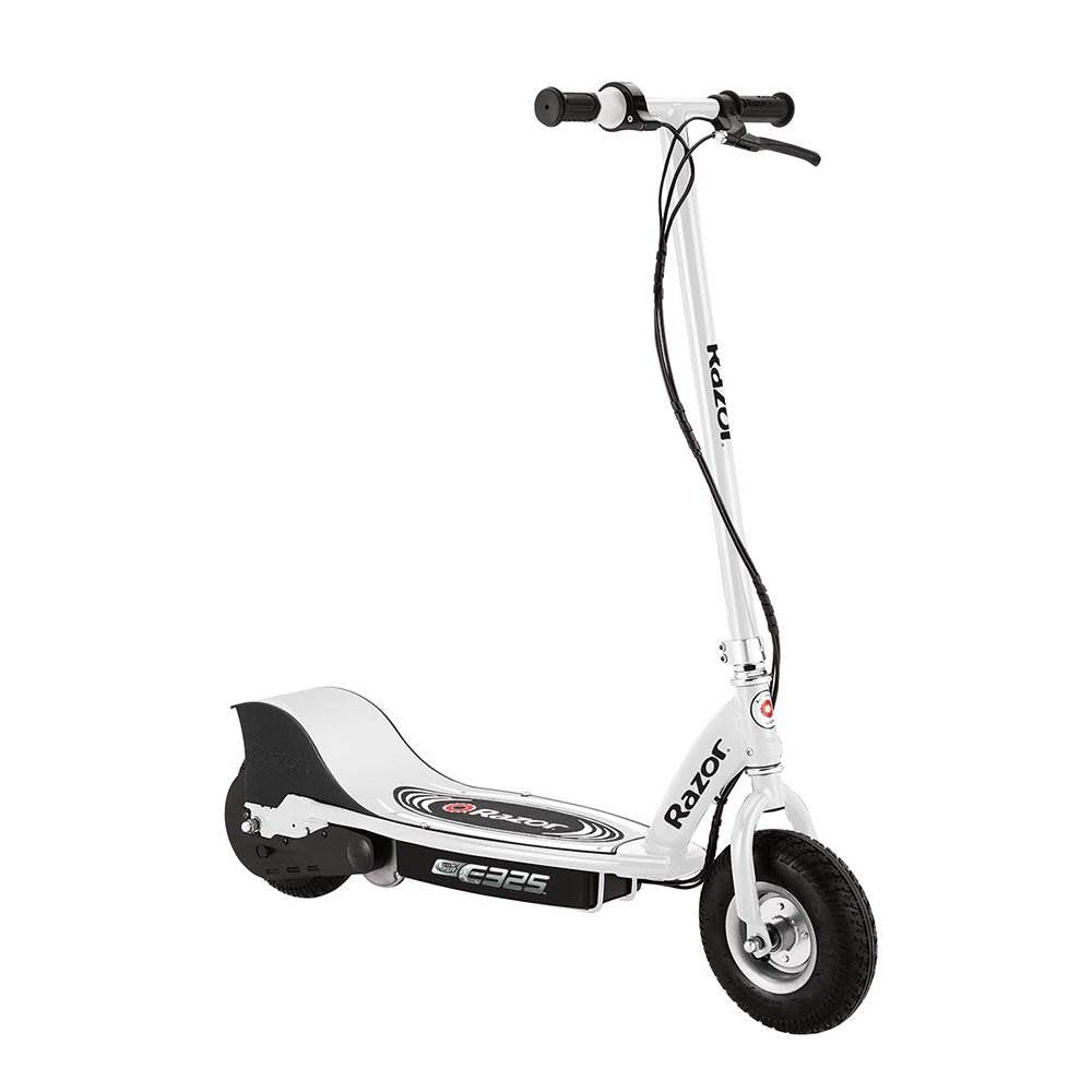 Razor E325 Electric Rechargeable Scooter + Bicycle Helmet + Elbow & Knee Pad Set