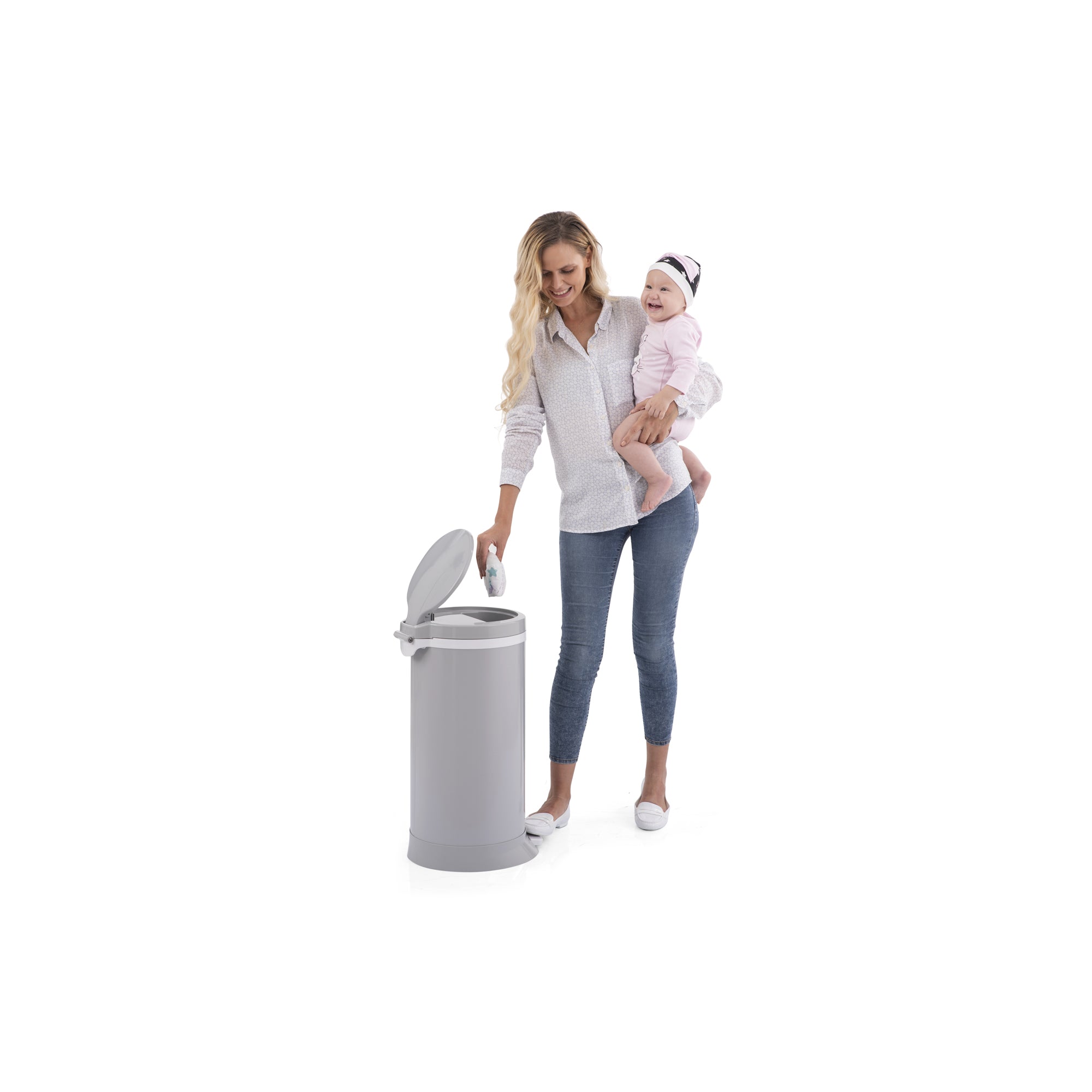Bubula Step Diaper Waste Pail Container Air Tight Lid and Lock, Gray (For Parts)