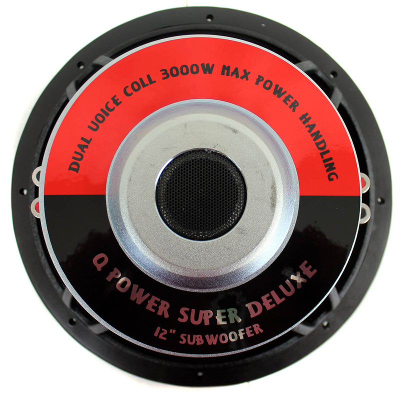Q Power 12 Inch 3000 Watt Super Deluxe Subwoofers DVC Car Audio Sub | QP12-Super