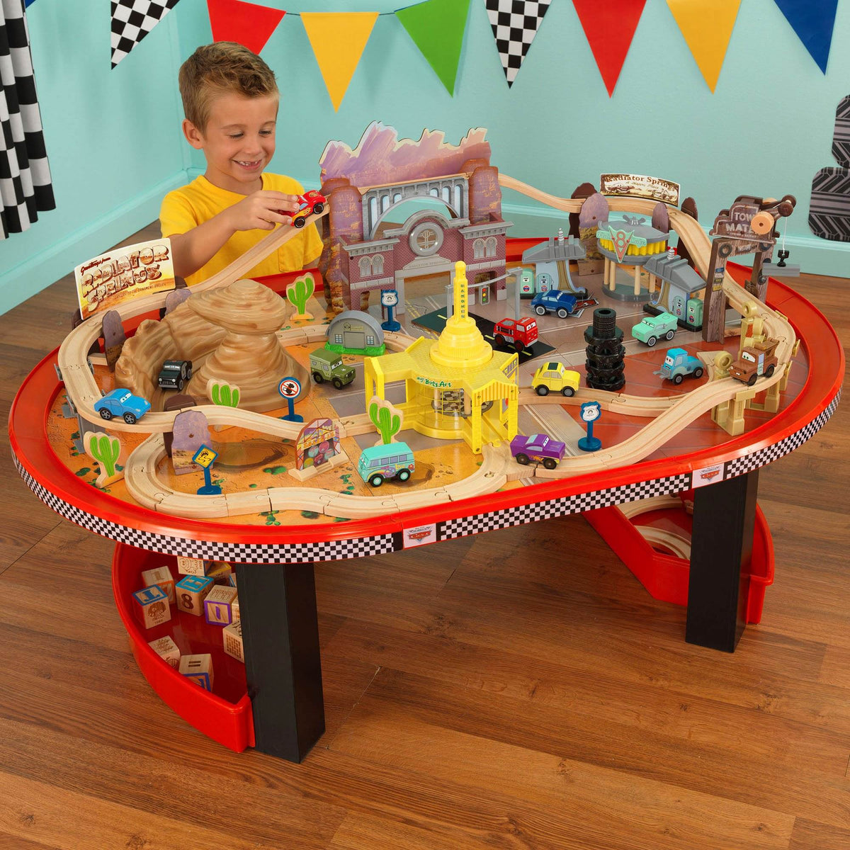 KidKraft Disney Cars Radiator Springs Race Track Set and Table (Open Box)