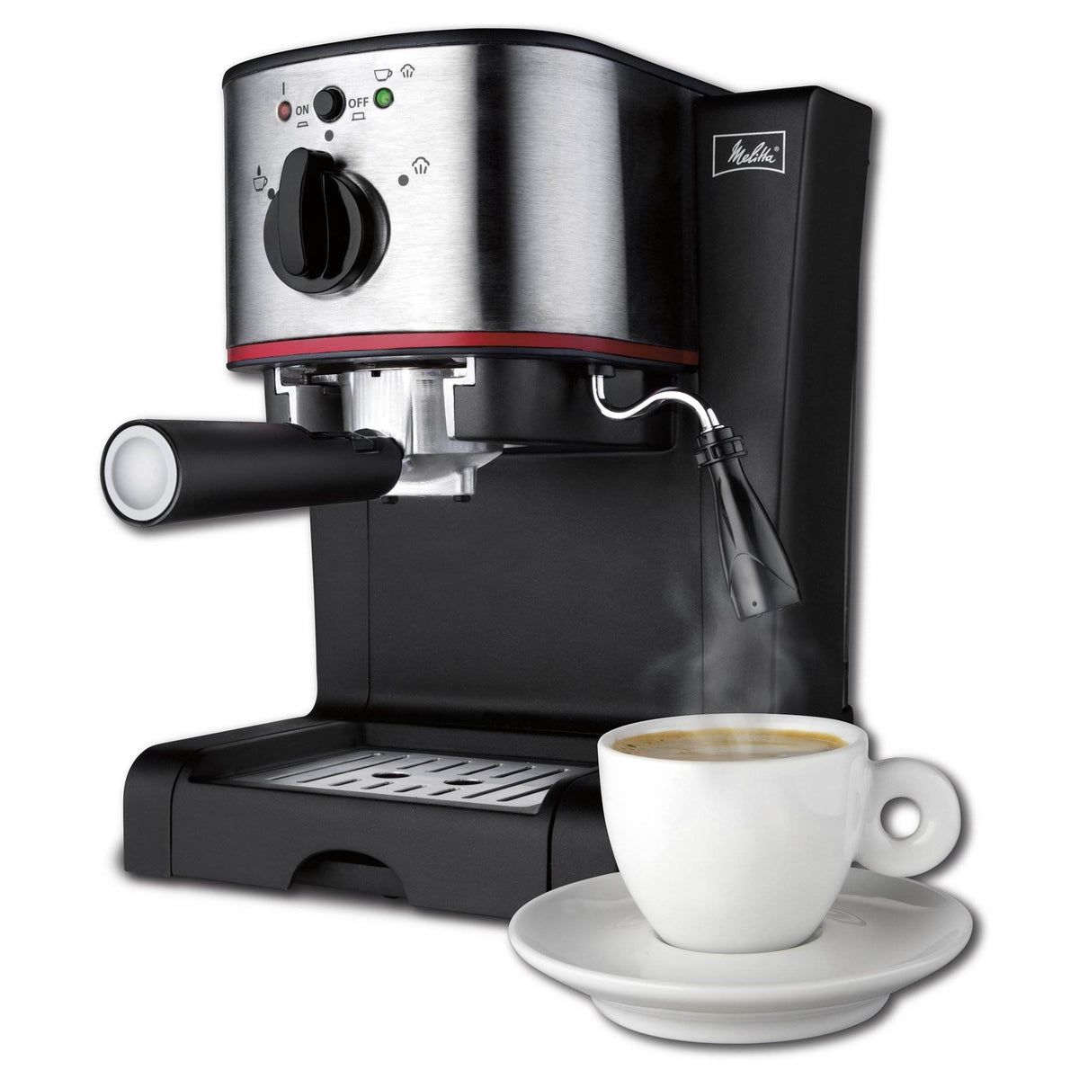 Hamilton Beach Melitta 15-Bar Pump Espresso Maker with Frother, Silver (Used)