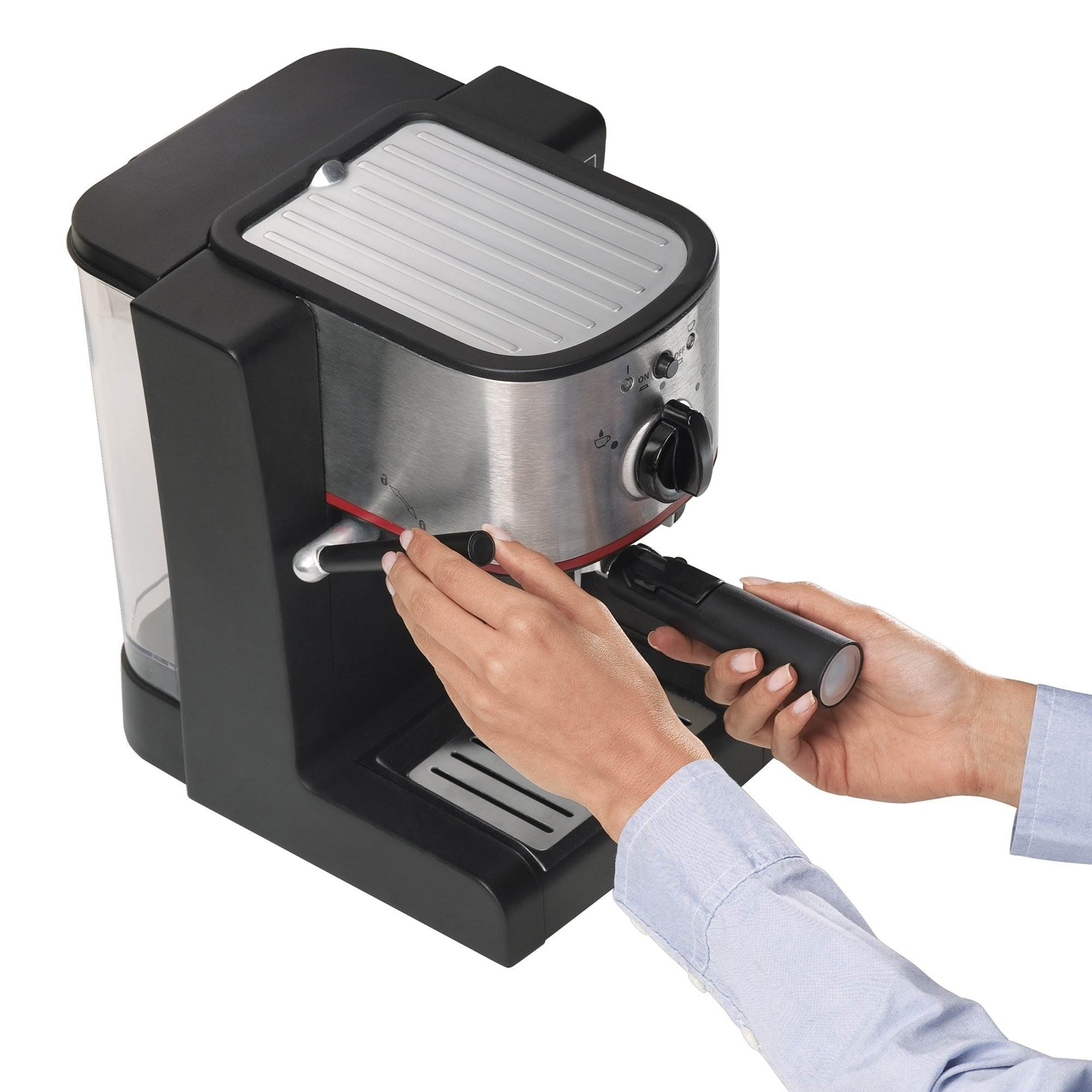 Hamilton Beach Melitta 15-Bar Pump Espresso Maker with Frother, Silver (Used)