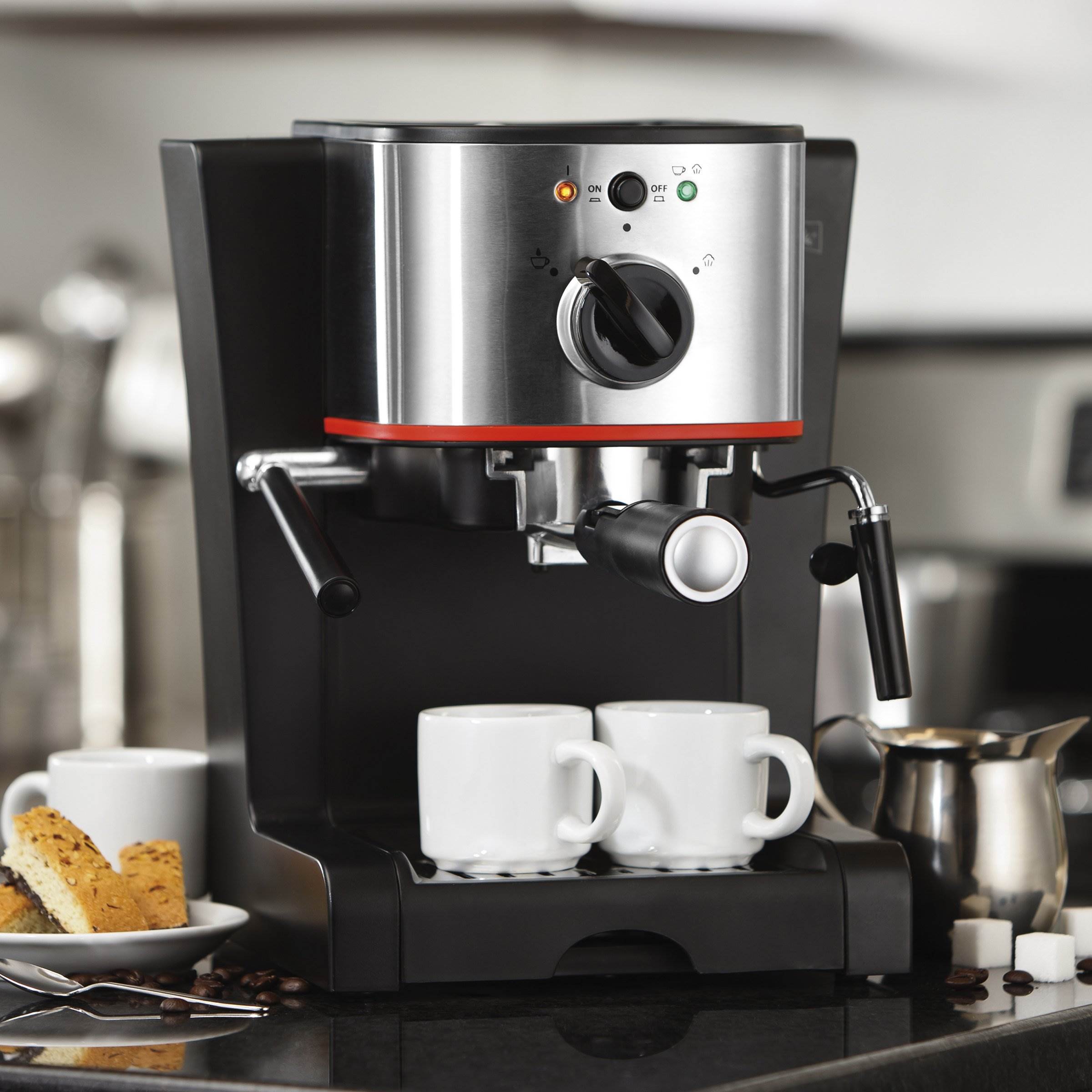 Hamilton Beach Melitta 15-Bar Pump Espresso Maker with Frother, Silver (Used)