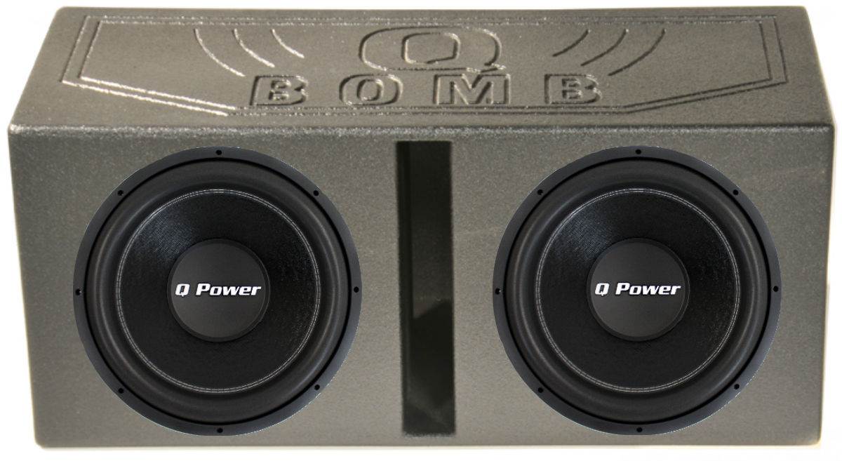 QPower (2) 15" 2200W Deluxe Series DVC Subwoofers + Dual 15" Vented Port Sub Box