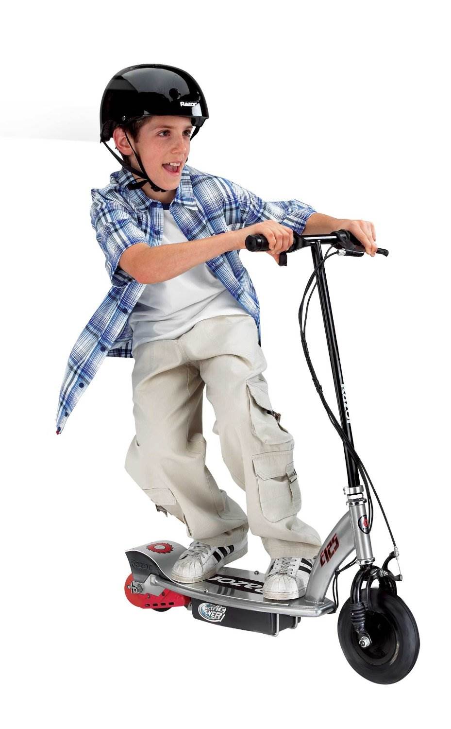 Razor E125 Kids Motorized 24V Electric Ride-On Scooter w/ Youth Helmet, Black