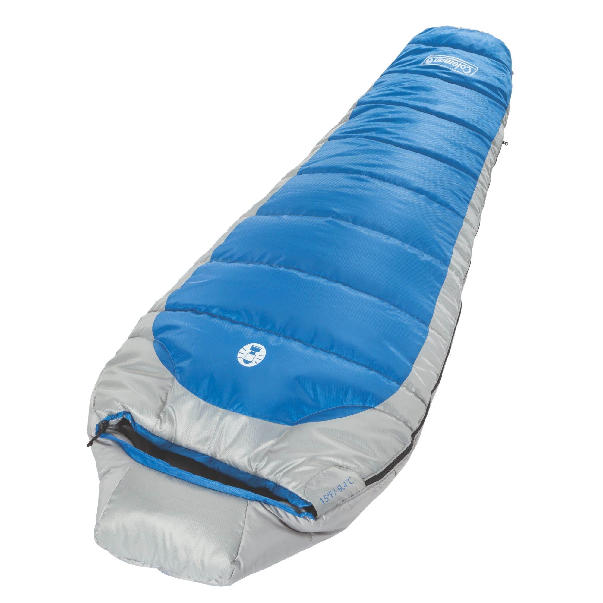 Coleman Silverton 15-Degree Tall Mummy-Style Sleeping Bag, Blue | Open Box