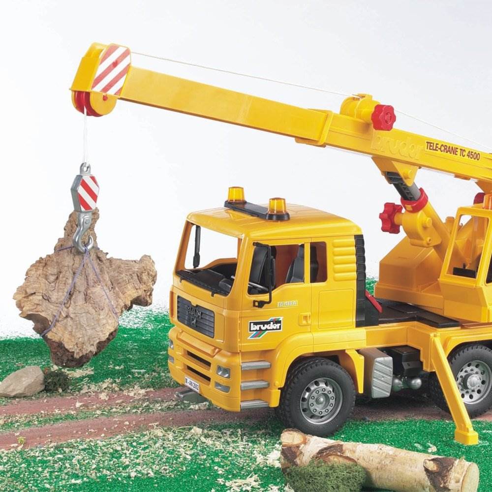 Bruder Toys MAN Yellow Crane Truck with 360-Degree Swiveling Crane (Open Box)