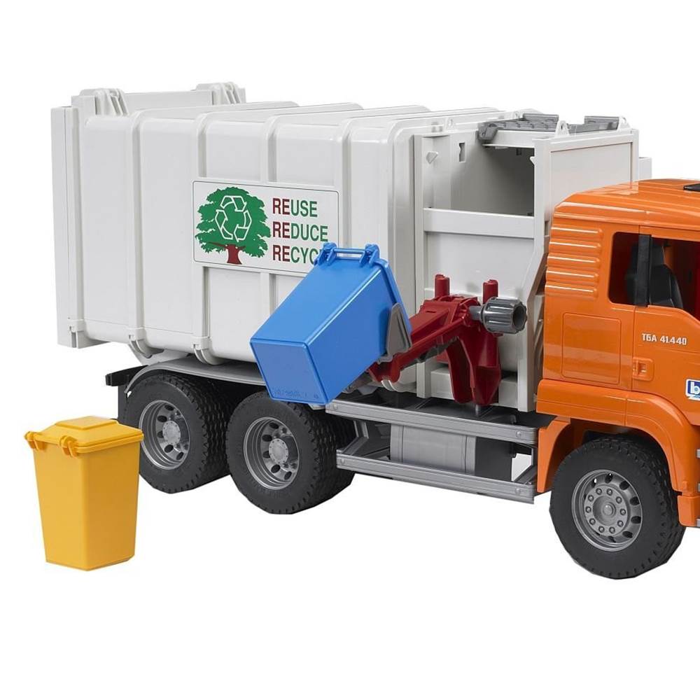 Bruder Toys MAN Side-Loading Garbage Truck with 2 Refuse Bins | 02761 (Used)