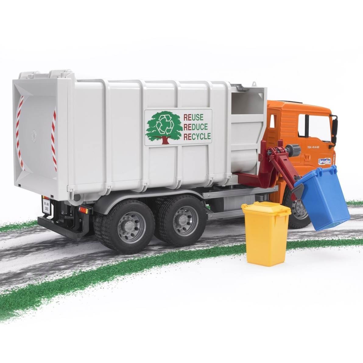 Bruder Toys MAN Side-Loading Garbage Truck with 2 Refuse Bins | 02761 (Used)