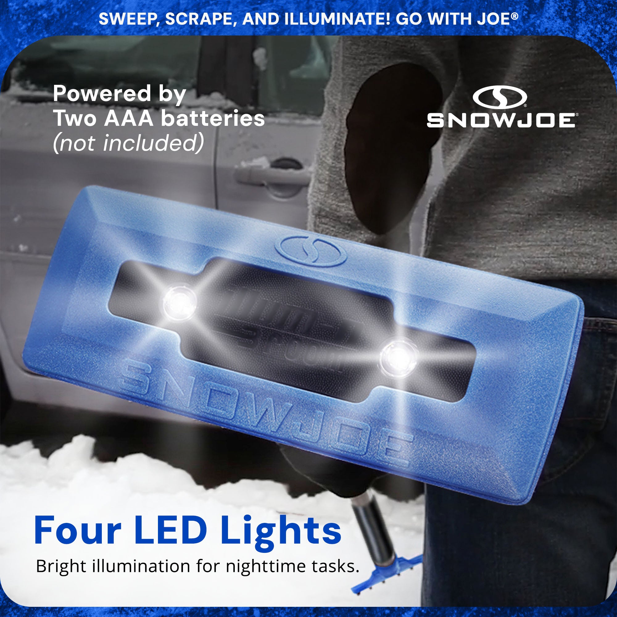 Snow Joe LED Illum n Broom LED Lighted 4 in 1 Snow Broom & Ice Scraper (Used)