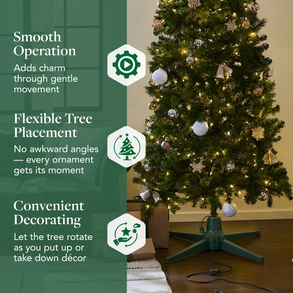 Home Heritage Metal Rotating Christmas Tree Stand for Holiday Trees Up to 7.5 ft