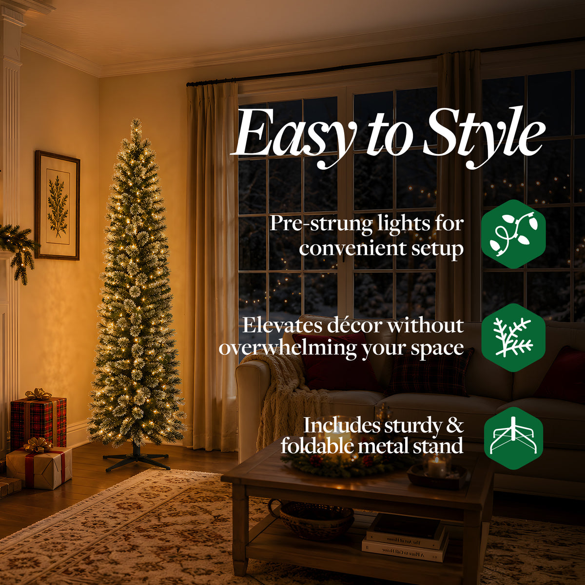 Home Heritage Stanley 7 Ft Slim Artificial Pre-Lit Christmas Tree (For Parts)