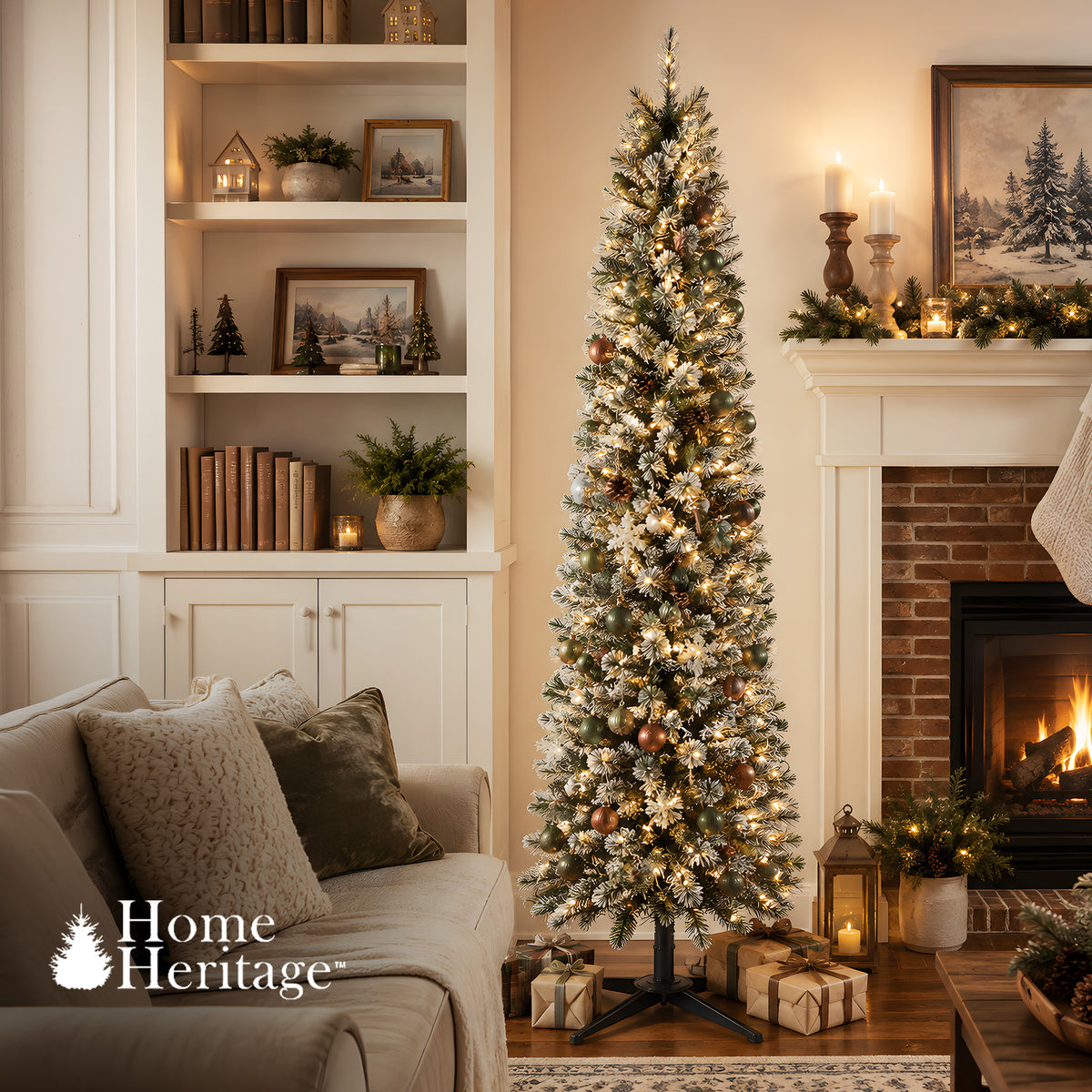 Home Heritage Stanley 7 Ft Slim Artificial Pre-Lit Christmas Tree (For Parts)