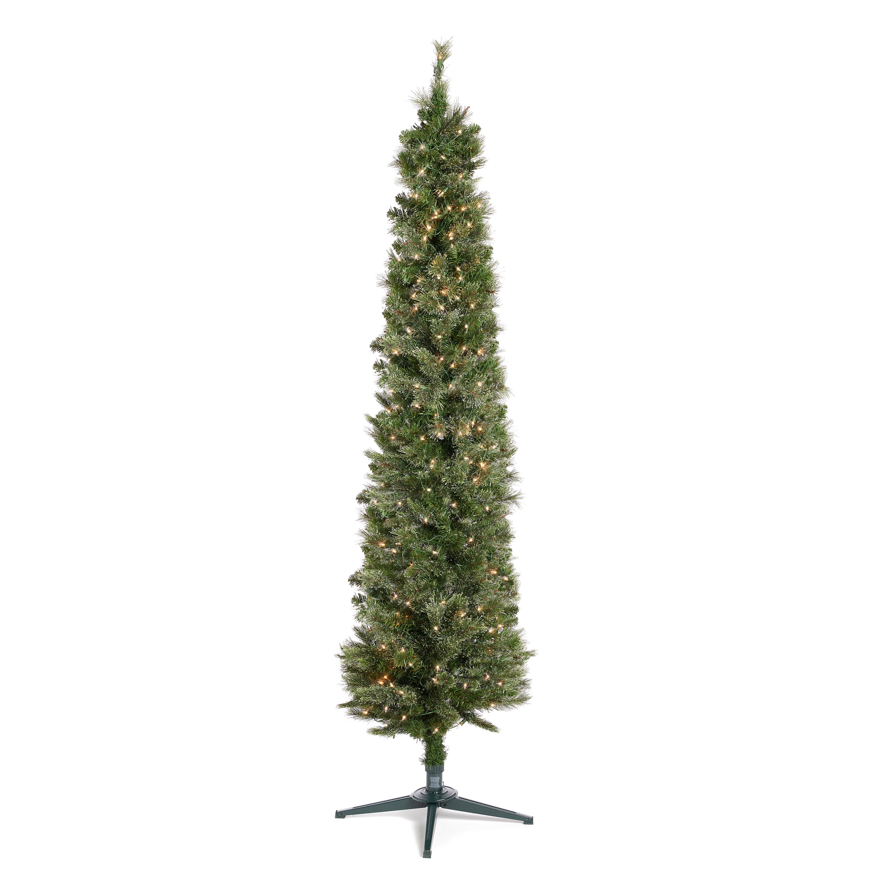 Home Heritage Stanley 7' Prelit Slim Pencil Artificial Holiday Tree, (2 Pack)