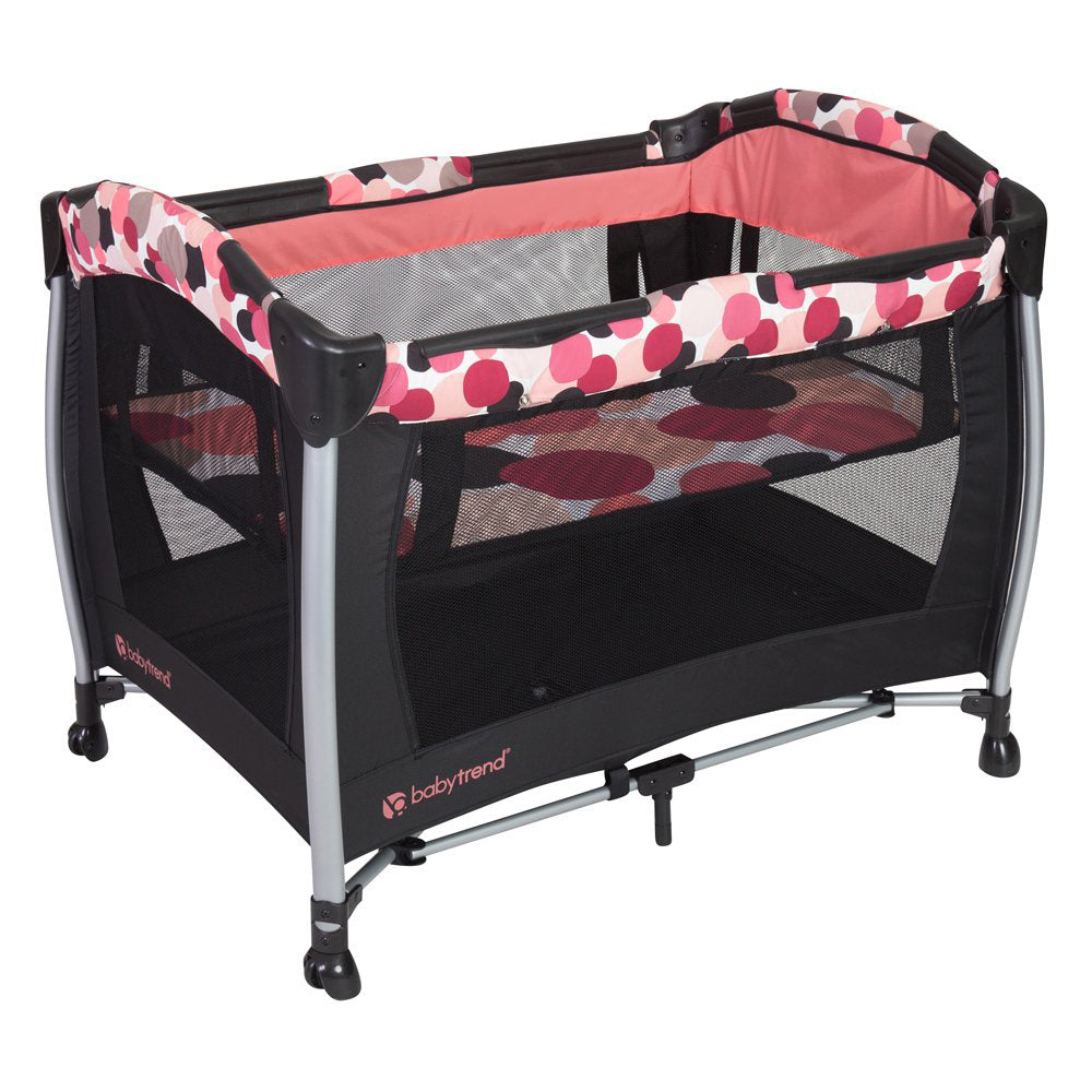 Baby Trend Resort Elite Spacious Portable Infant Play Nursery Center, Dotty Pink - VMInnovations
