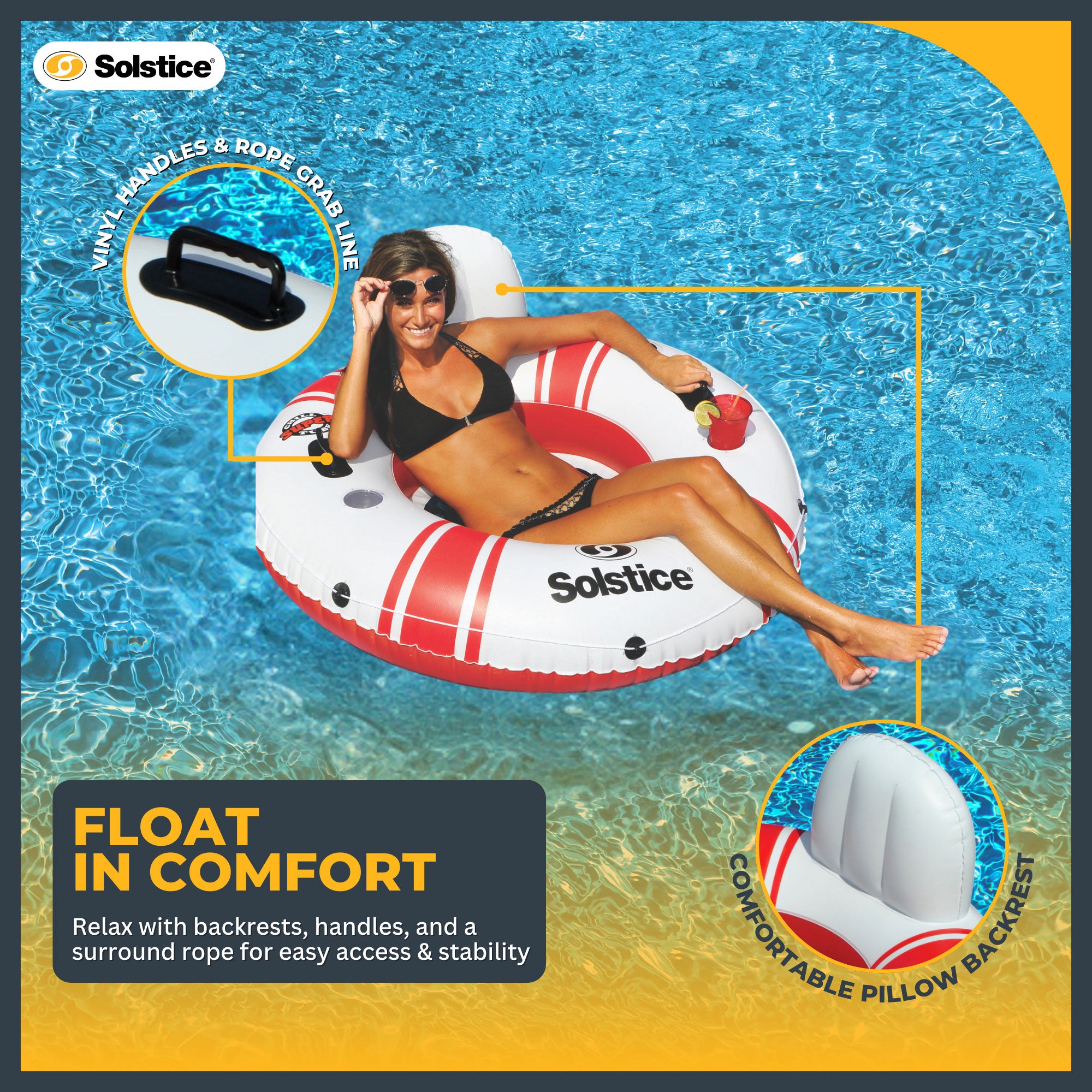 Swimline Super Chill Vinyl with Nylon Mesh Single Seat Pool Float | Open Box - VMInnovations