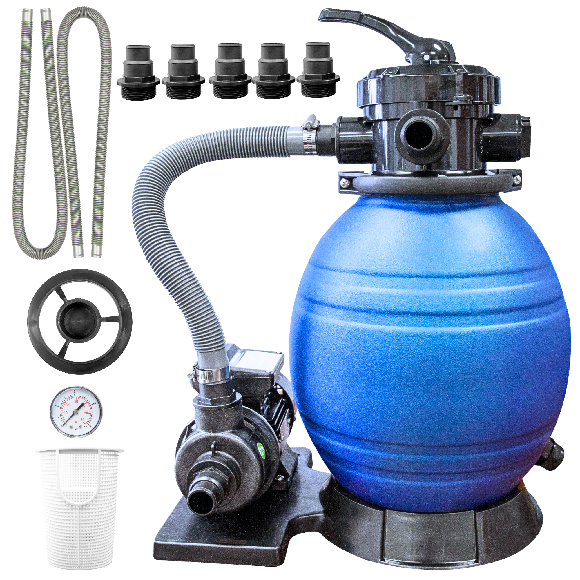 HYDROTOOLS by Swimline 12" Sand Filter Combo w/ Stand, 1900 GPH, 42lb Capacity