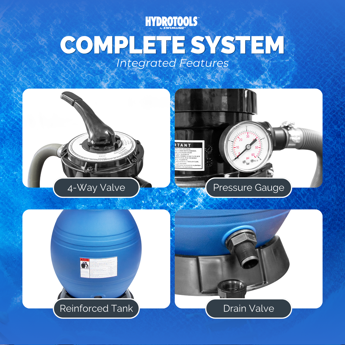 HYDROTOOLS by Swimline 12" Sand Filter w/ Stand 1900 GPH 42lb Capacity(Open Box) - VMInnovations