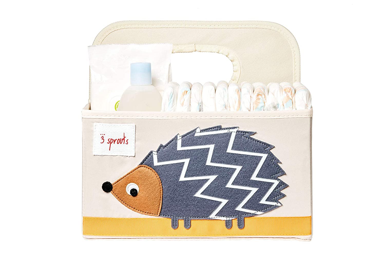 3 Sprouts UDOHDG Polyester Divided Portable Diaper Caddy w/ Gray Hedgehog Design