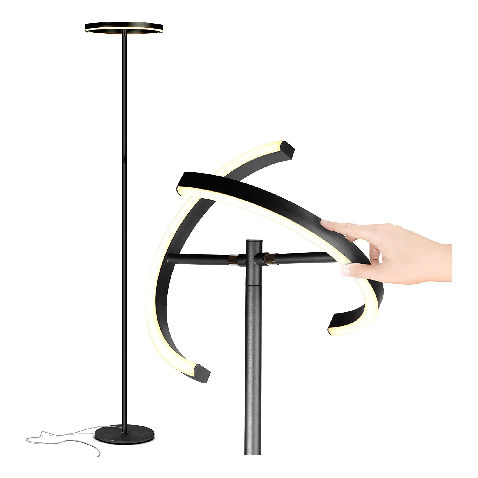 Brightech Halo Split LED Bright Standing Floor Lamp, Jet Black Finish (Open Box) - VMInnovations