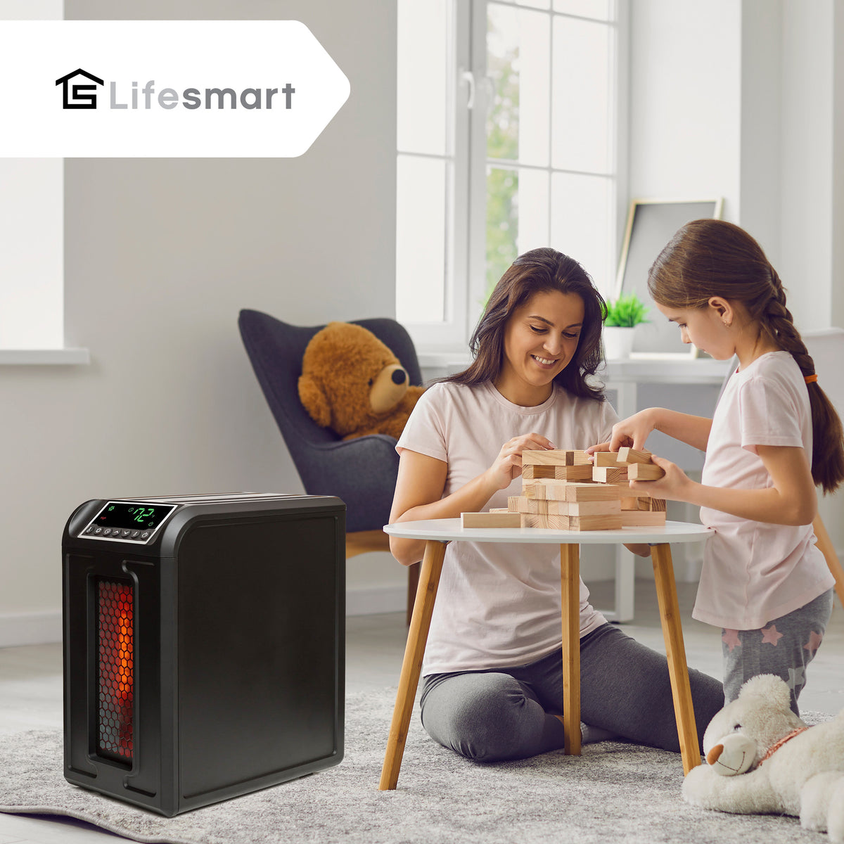 LifeSmart 3 Element 1500W Quartz Infrared Electric Room Space Heater (Damaged)