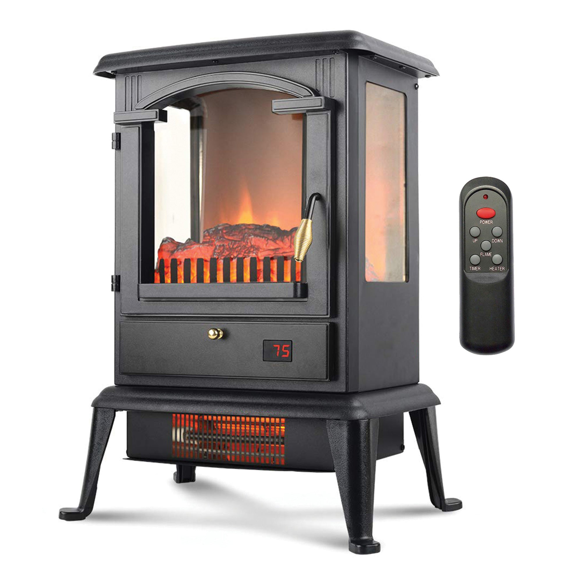 LifeSmart LifePro Electric Stove Heater, 1500W Infrared Quartz Heater w/ Remote - VMInnovations