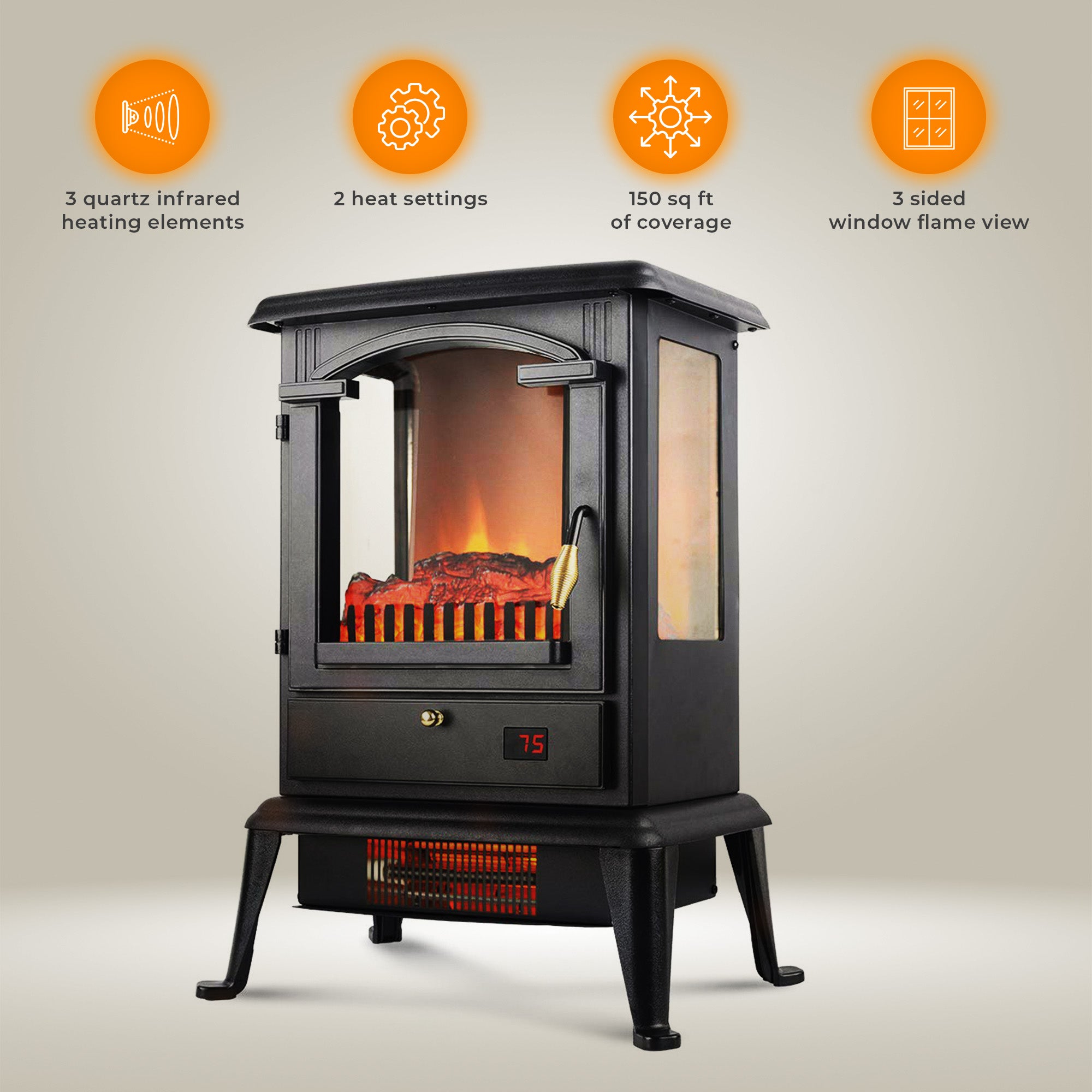 LifeSmart 1500W Portable Electric Infrared Quartz Stove Heater (For Parts) - VMInnovations