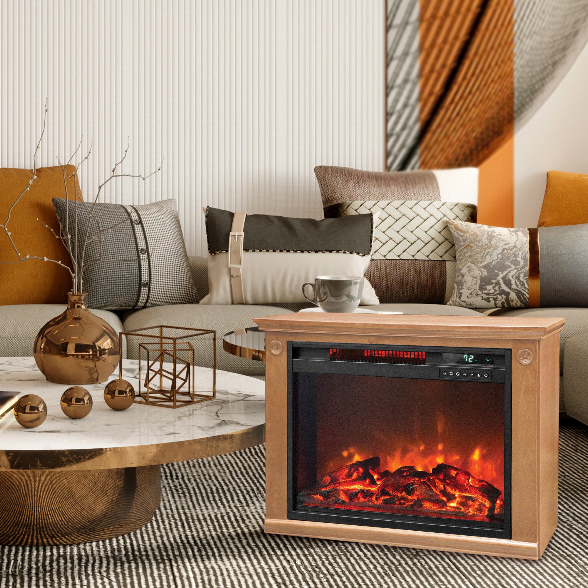 LifeSmart 1500 W Portable Electric Infrared Quartz Fireplace Heater (Open Box) - VMInnovations