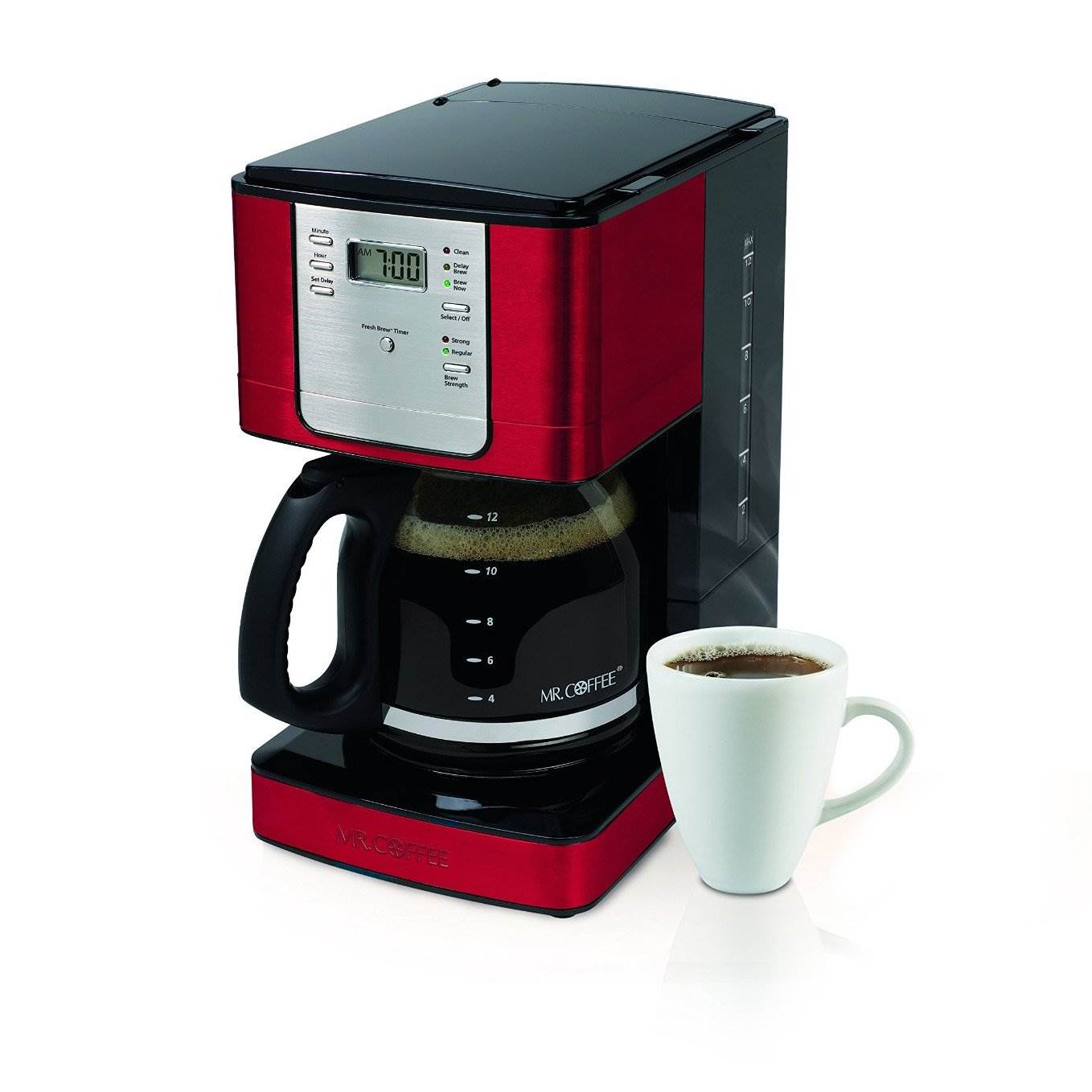 Mr. Coffee Advanced Brew 12-Cup Auto-Pause Programmable Coffee Maker, Red (Used)