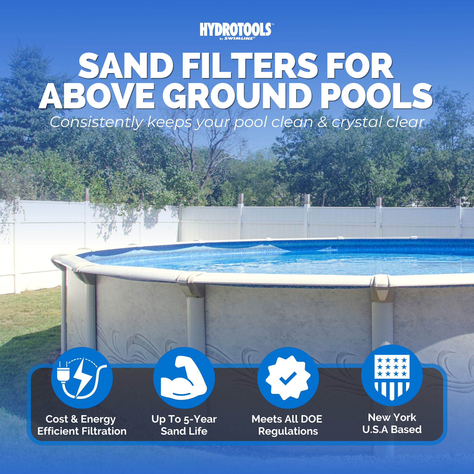 HYDROTOOLS by Swimline 14" Sand Filter Combo w/ Stand, 2400 GPH, 60lb Capacity