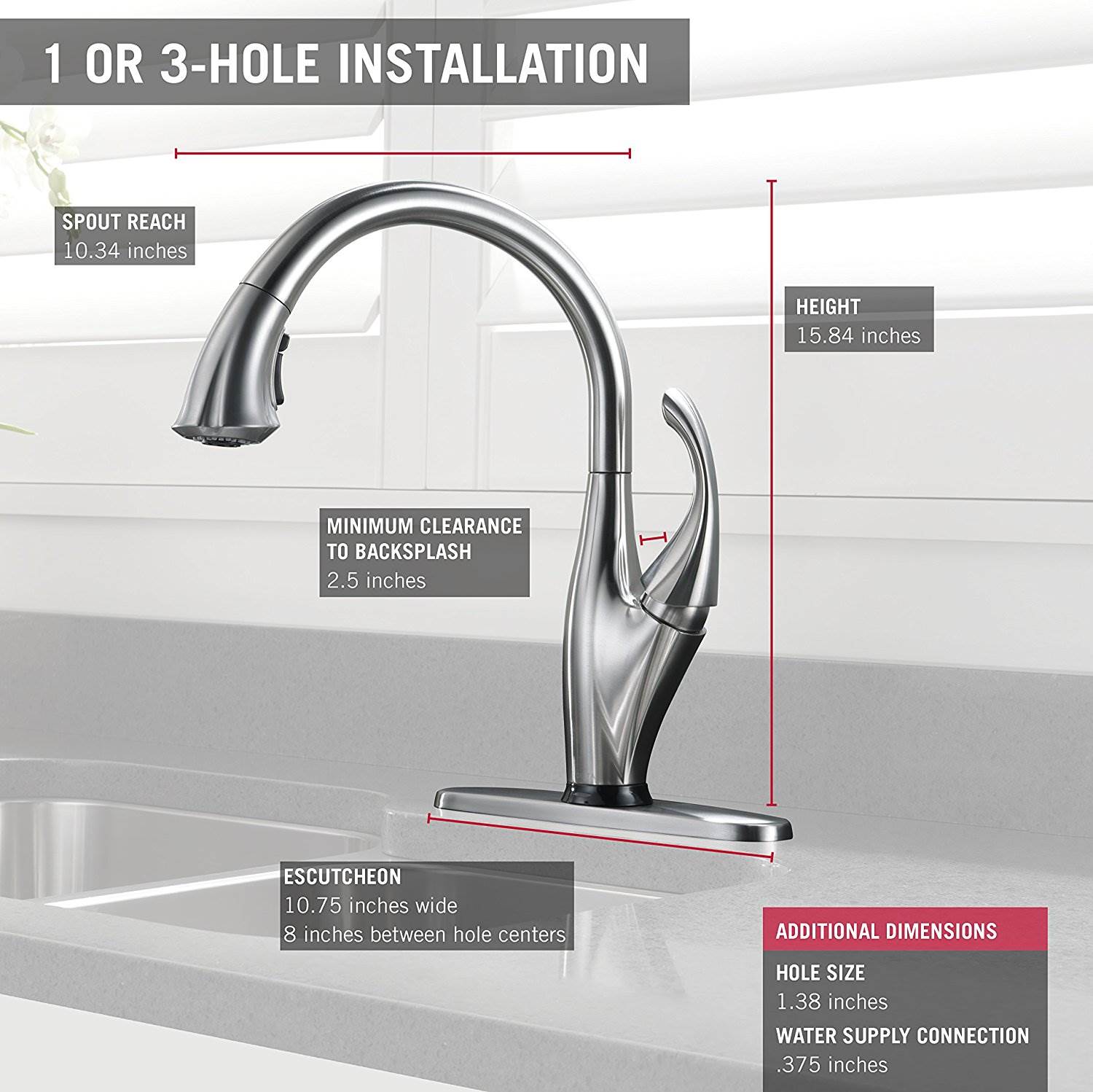 Delta Addison Single Handle Kitchen Faucet, Arctic Stainless (Open Box)