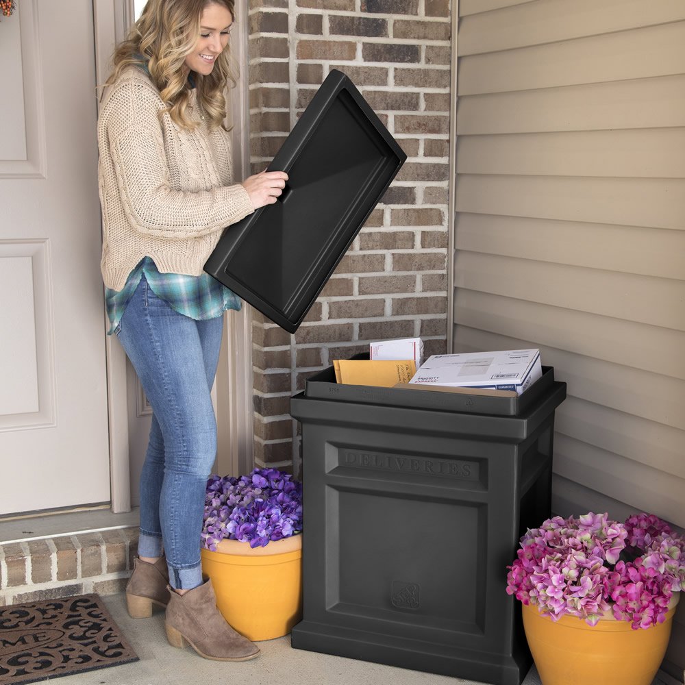 Step2 Express Outdoor Porch Mail Package Delivery Box Container, Black (OpenBox) - VMInnovations