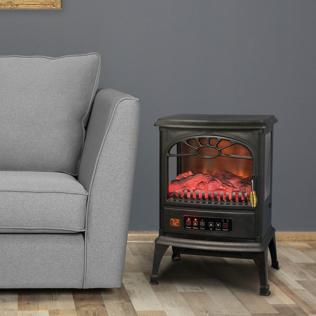 LifeSmart 1500W Large Room 3-Sided Mobile Electric Infrared Stove Heaters (Pair) - VMInnovations