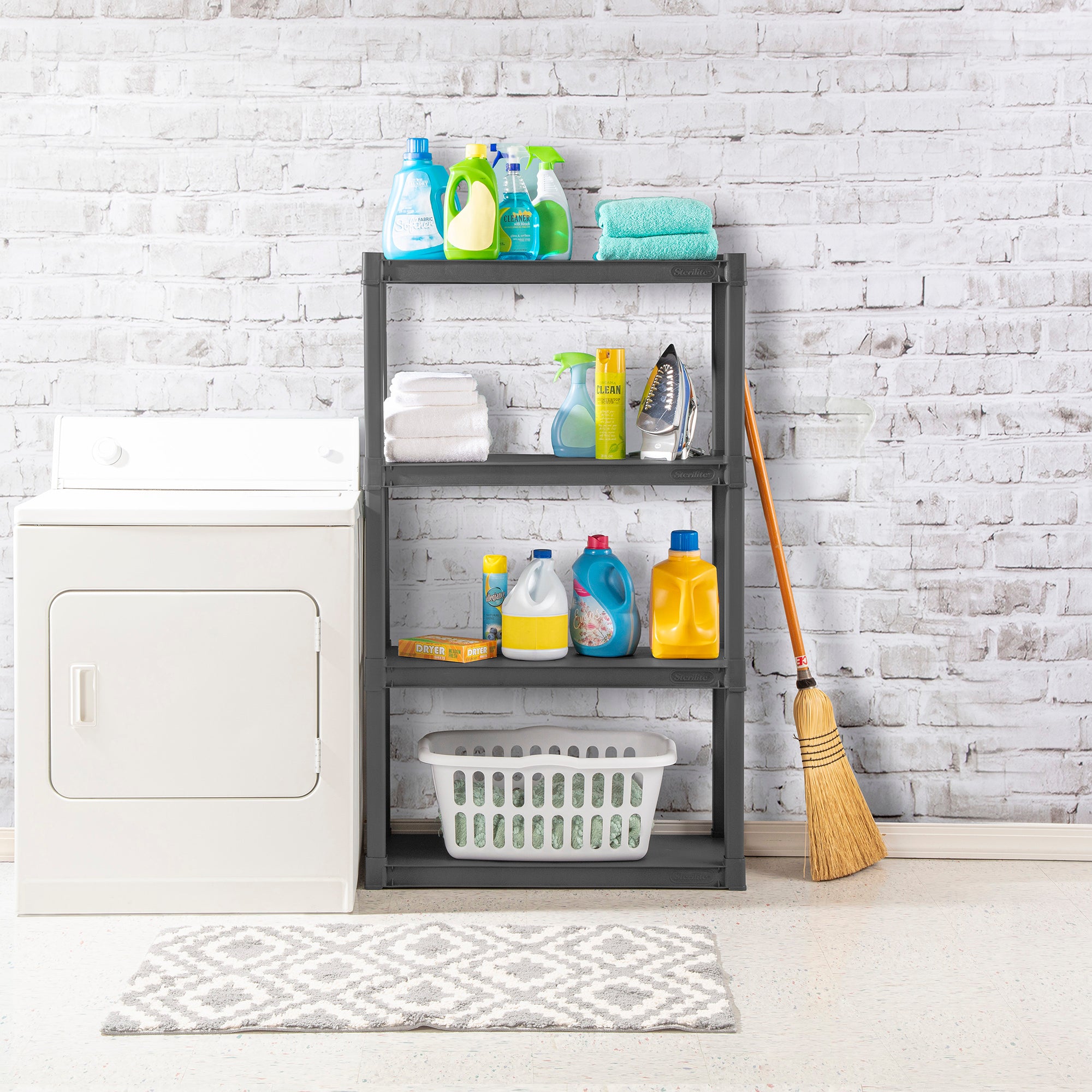 Sterilite 4 Shelf Durable Solid Surface Shelving Unit (Open Box)